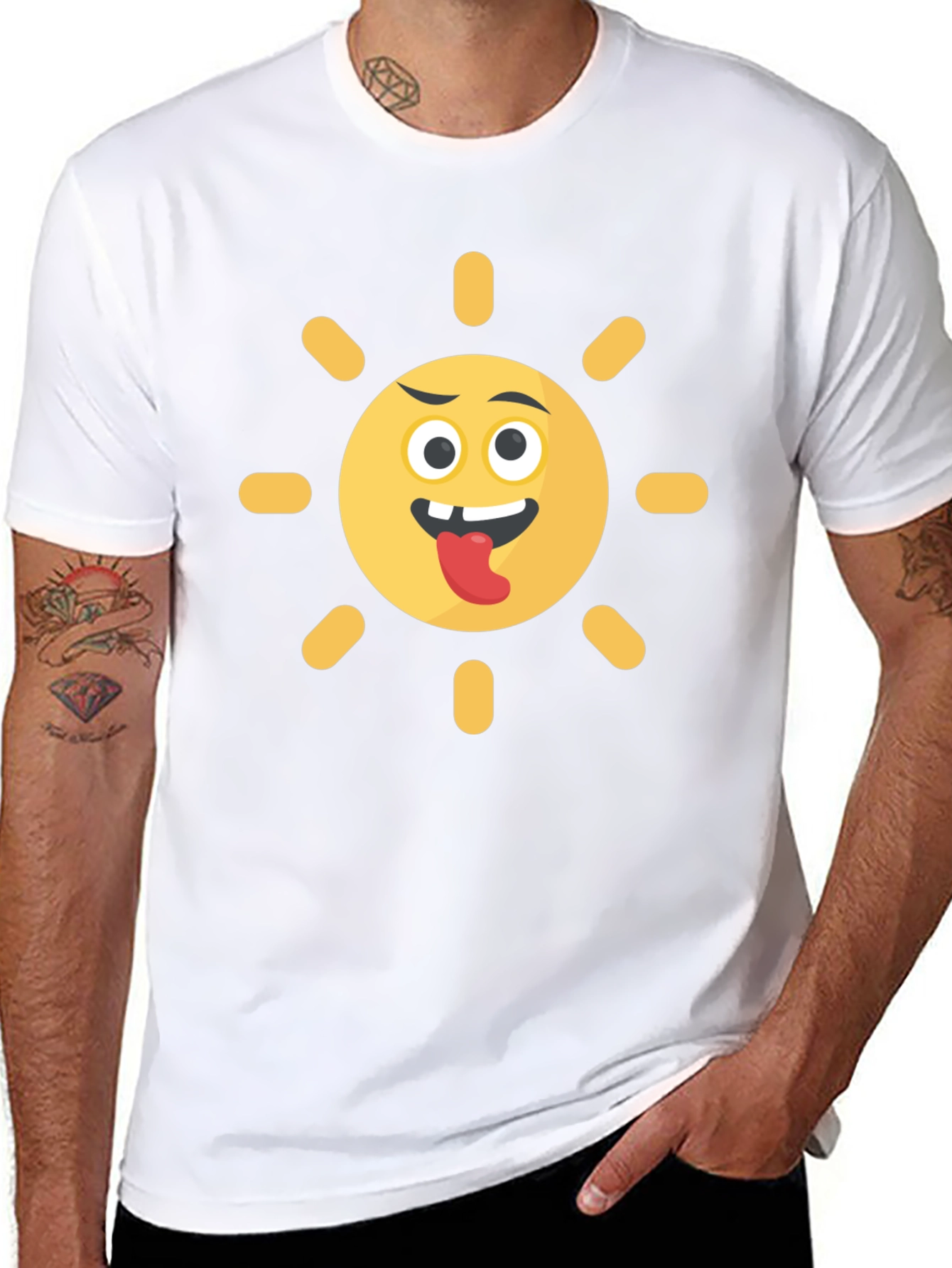 Funny Sun Emoji Black T-Shirt