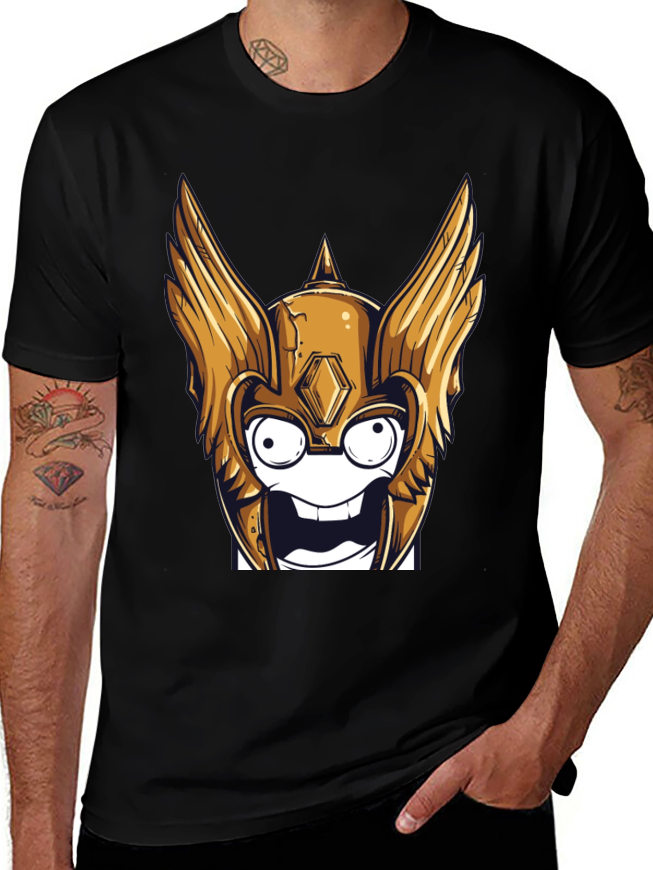 Funny Cartoon Viking Helmet T-Shirt