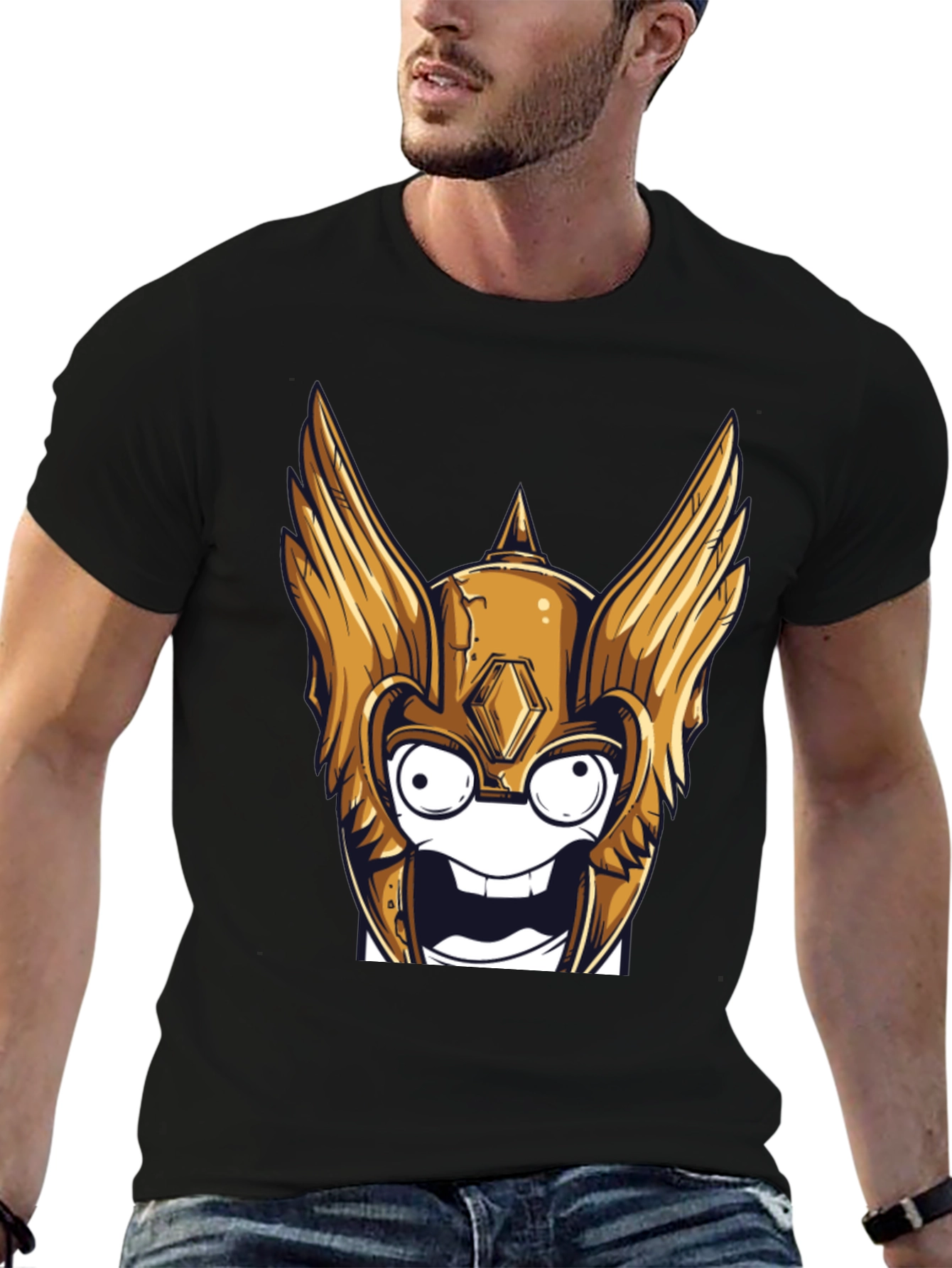 Funny Cartoon Viking Helmet T-Shirt
