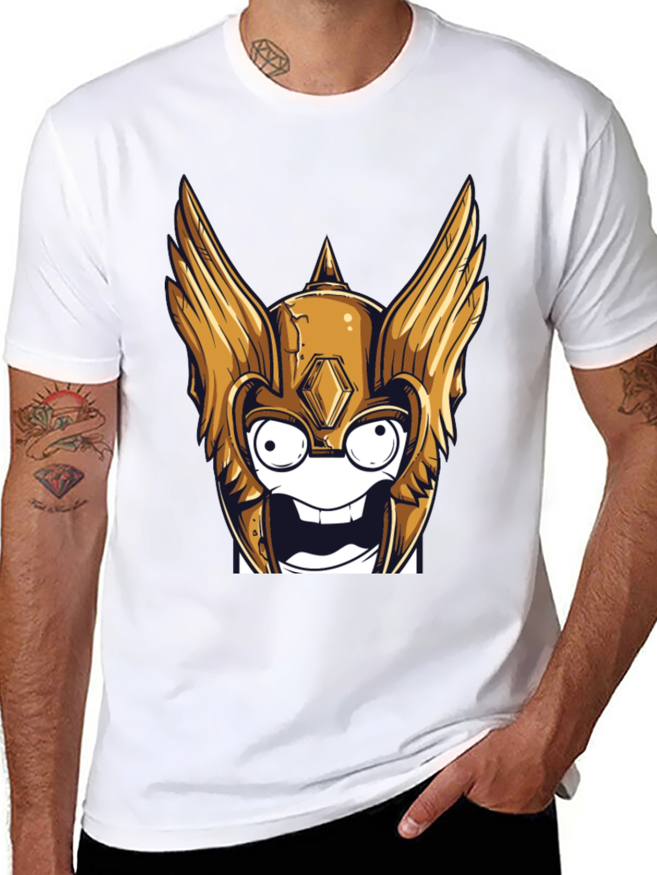 Funny Cartoon Viking Helmet T-Shirt