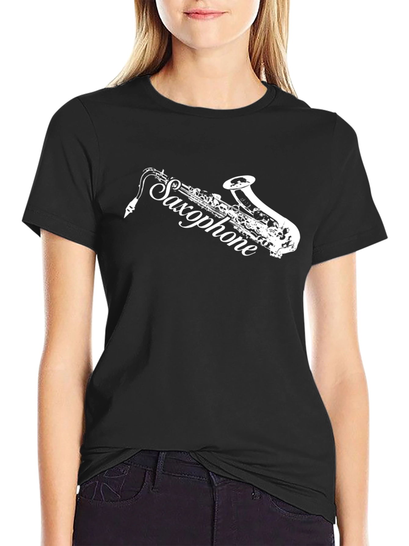 Saxophone Music Lover T-Shirt - Black Cotton Tee