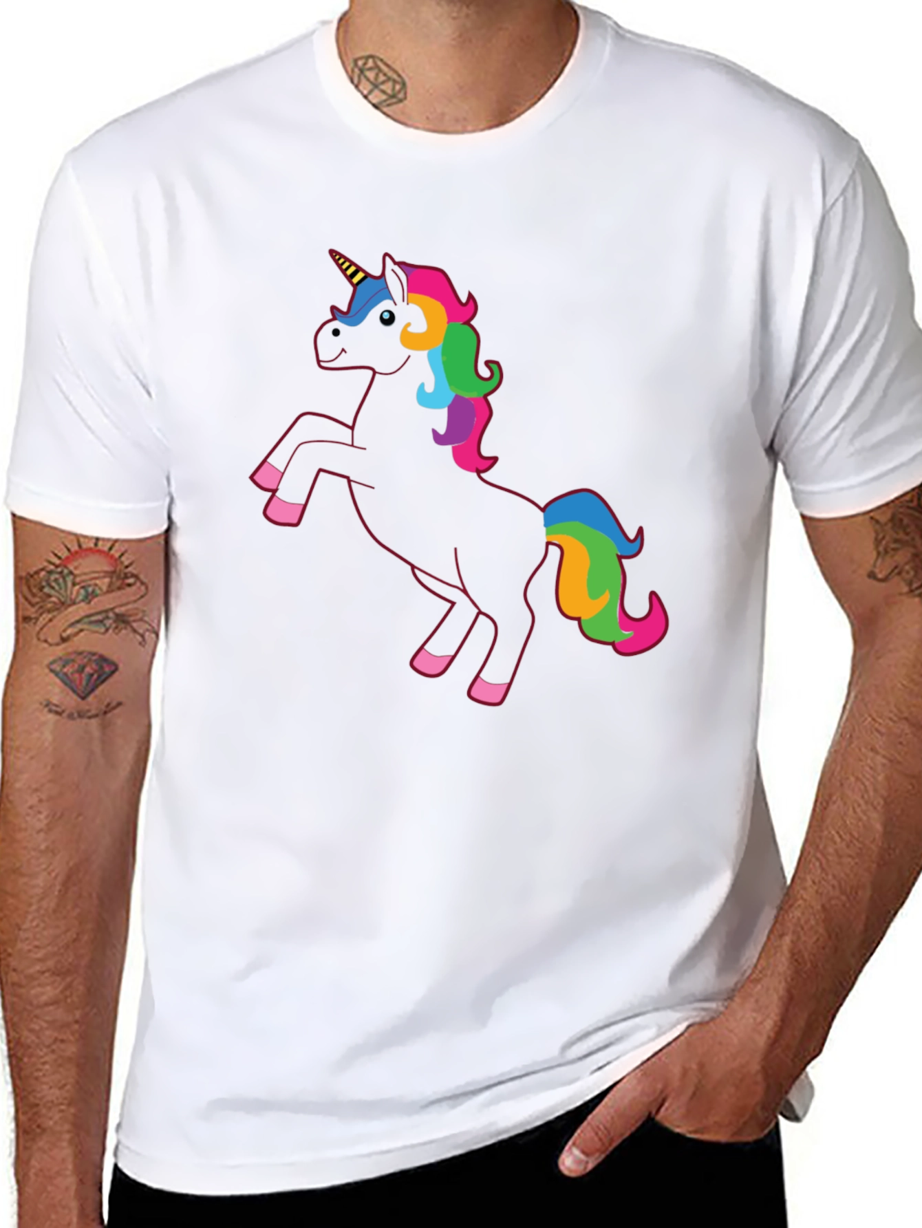 Black Unicorn Rainbow Mane T-Shirt