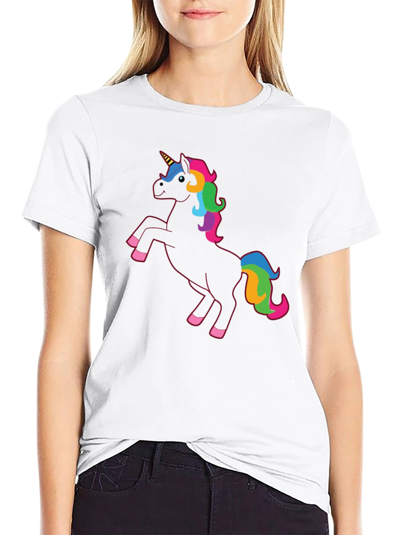 Black Unicorn Rainbow Mane T-Shirt