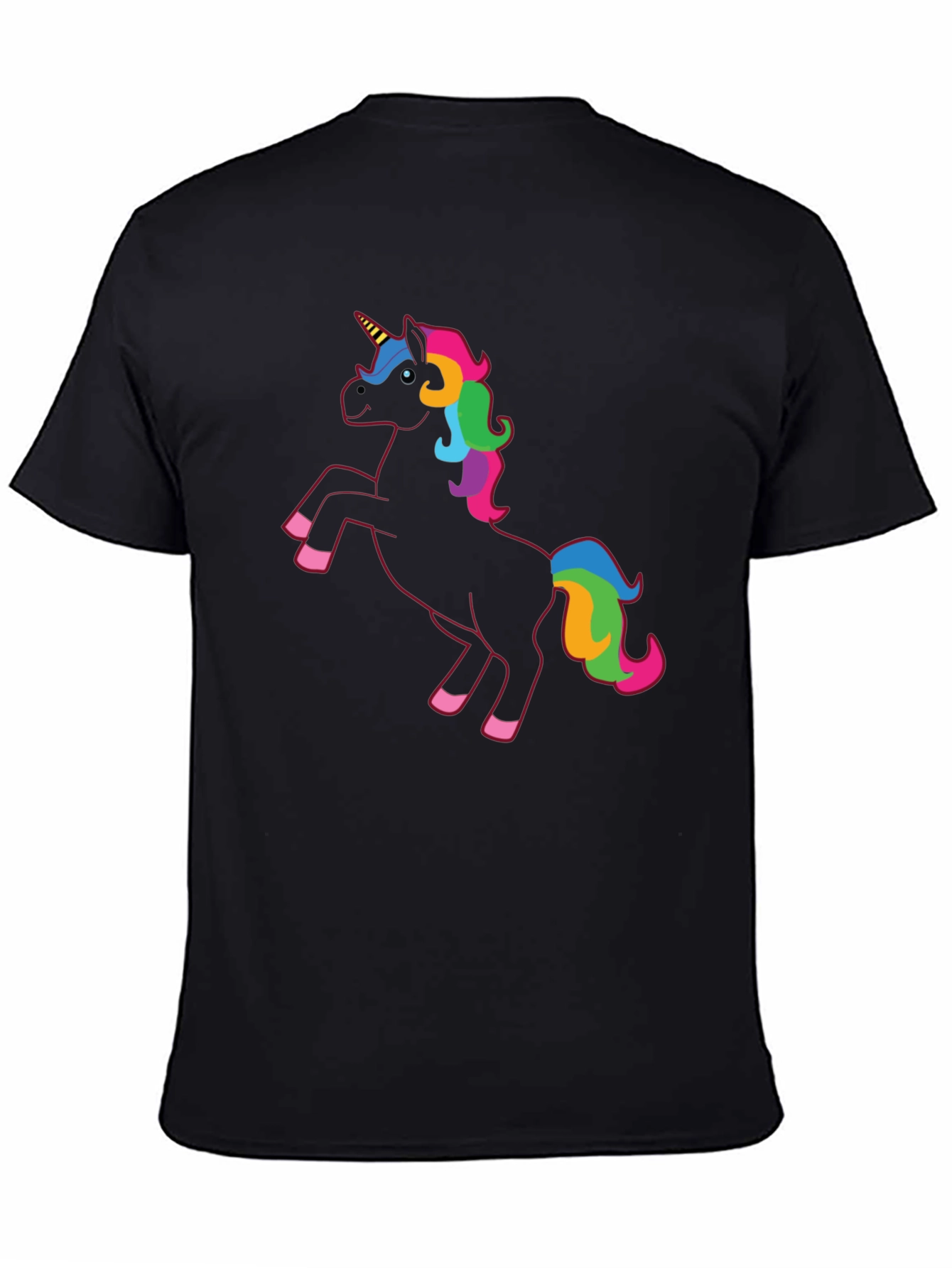 Black Unicorn Rainbow Mane T-Shirt