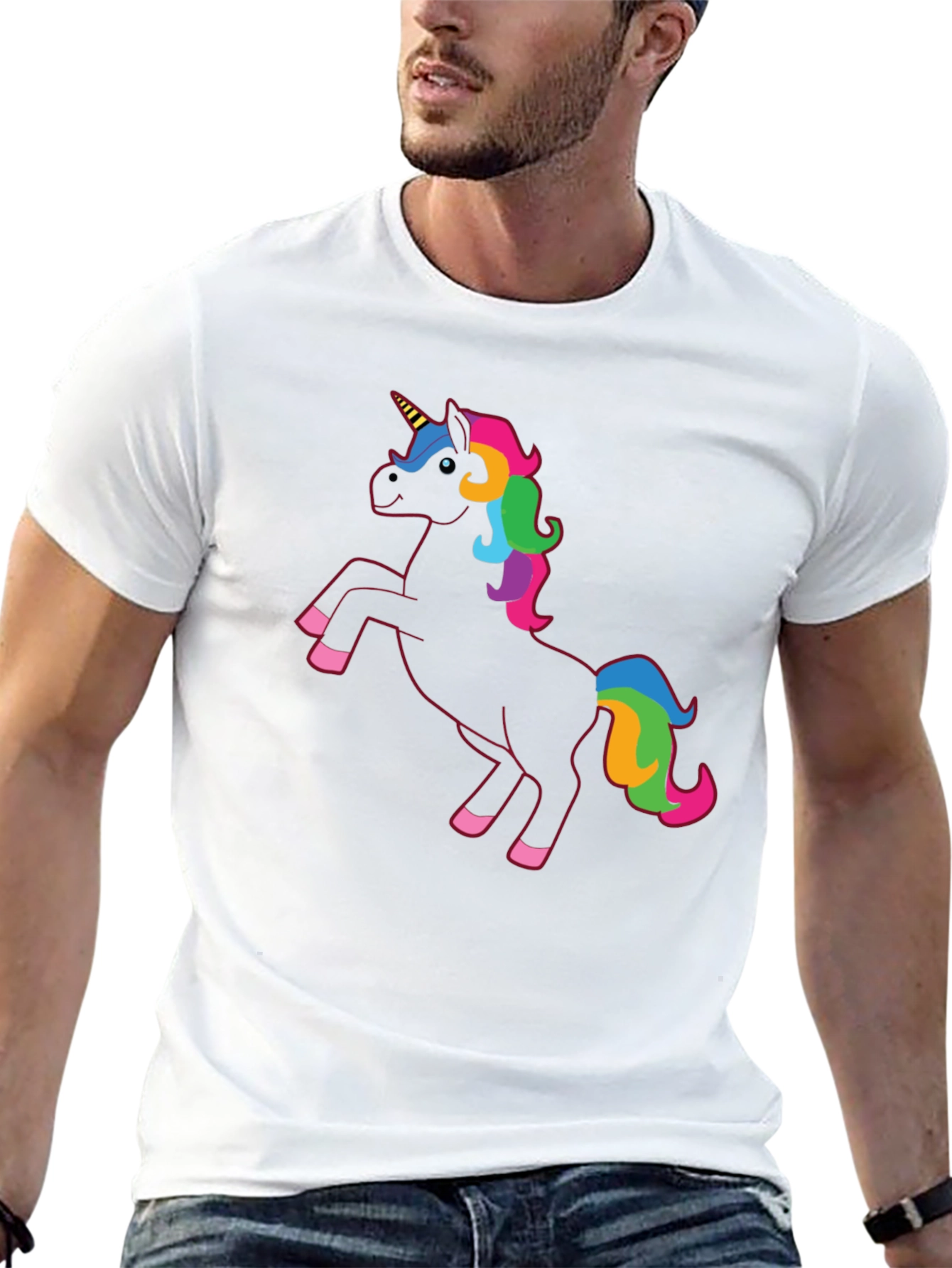 Black Unicorn Rainbow Mane T-Shirt