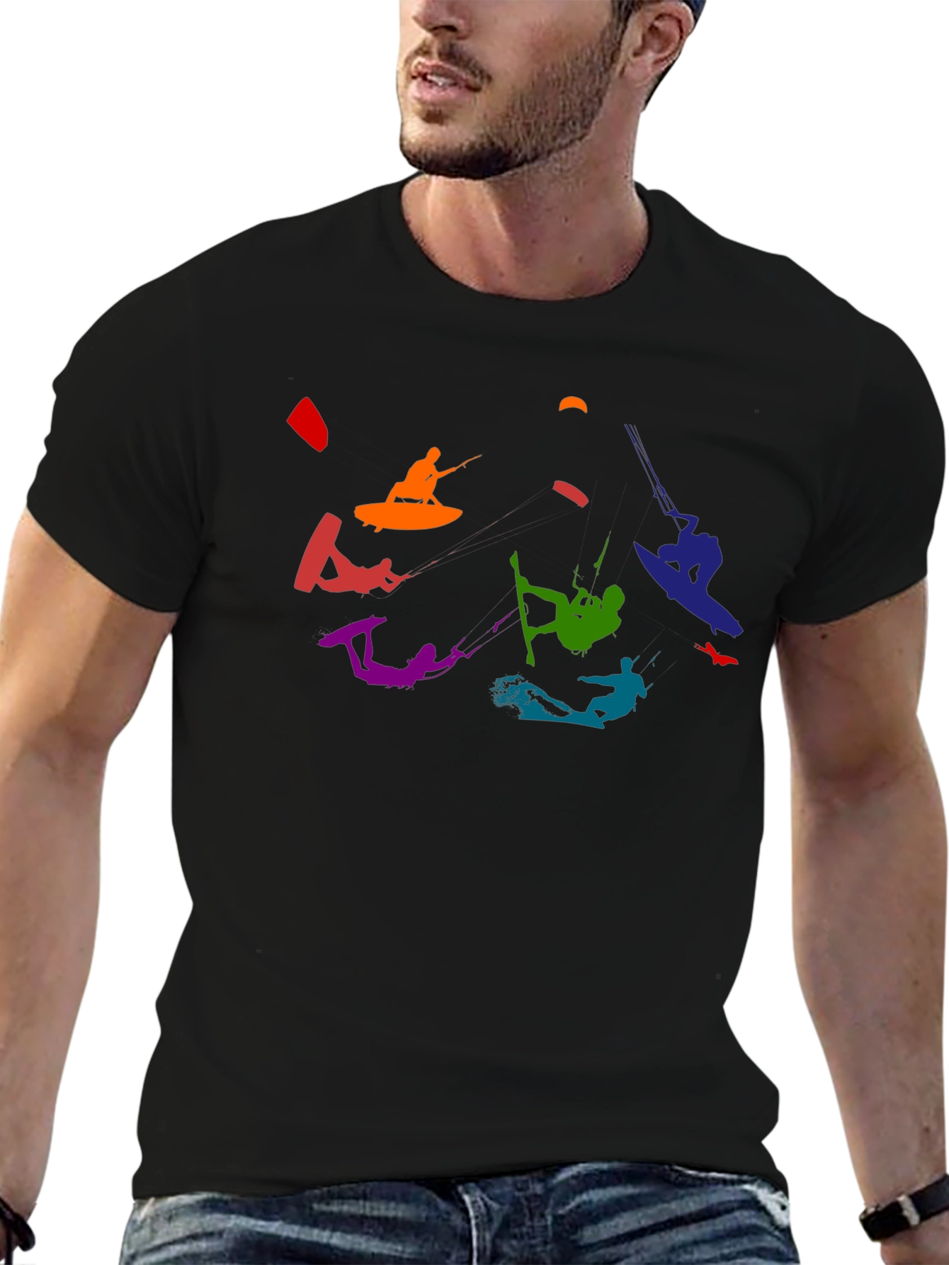Rainbow Kitesurfing Black T-Shirt