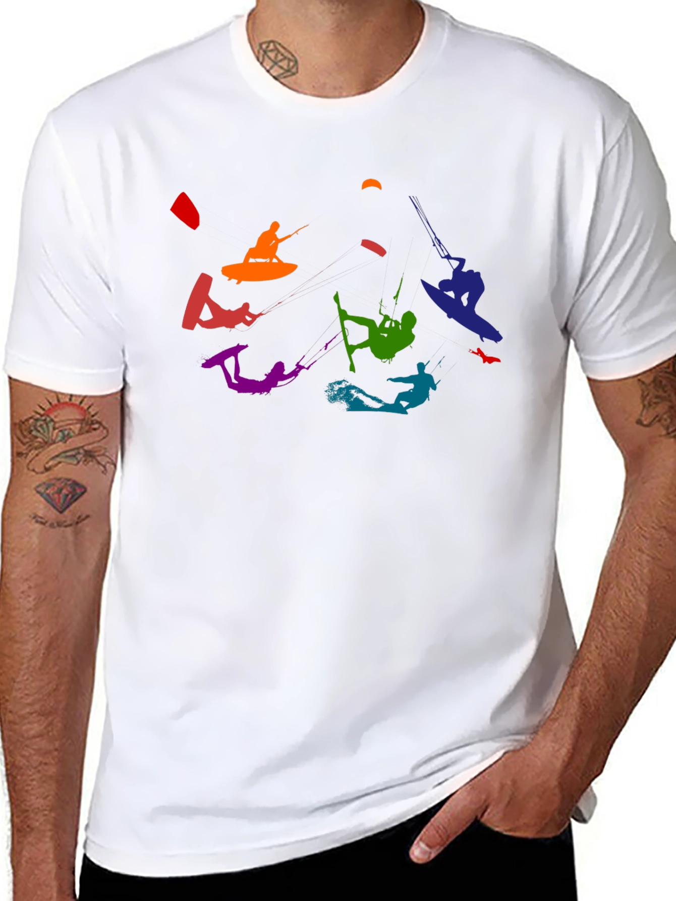 Rainbow Kitesurfing Black T-Shirt