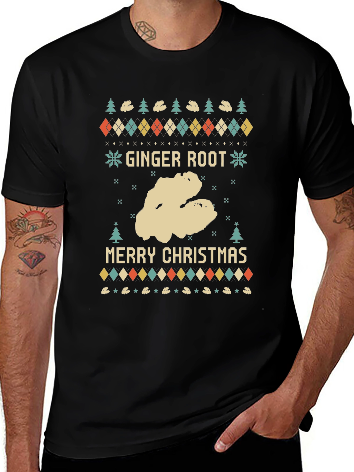 Ginger Root Merry Christmas Ugly Holiday T-Shirt