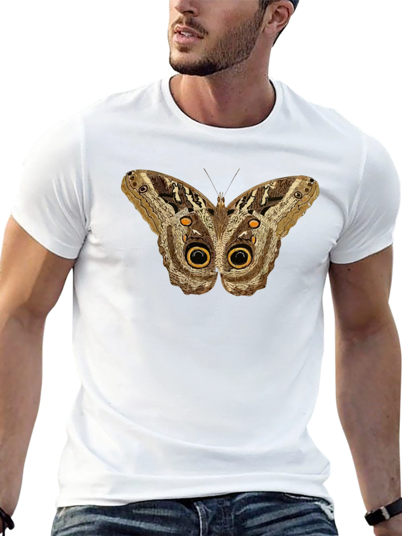 Butterfly Owl Eye Graphic Tee - Mens Black T-Shirt