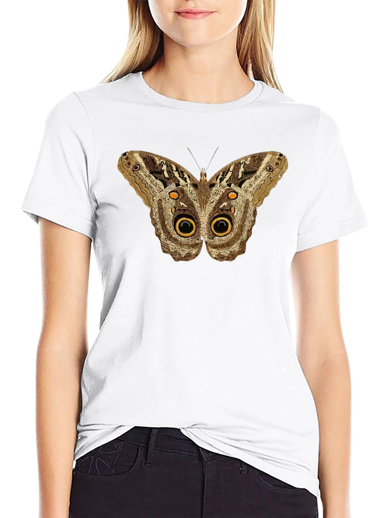 Butterfly Owl Eye Graphic Tee - Mens Black T-Shirt