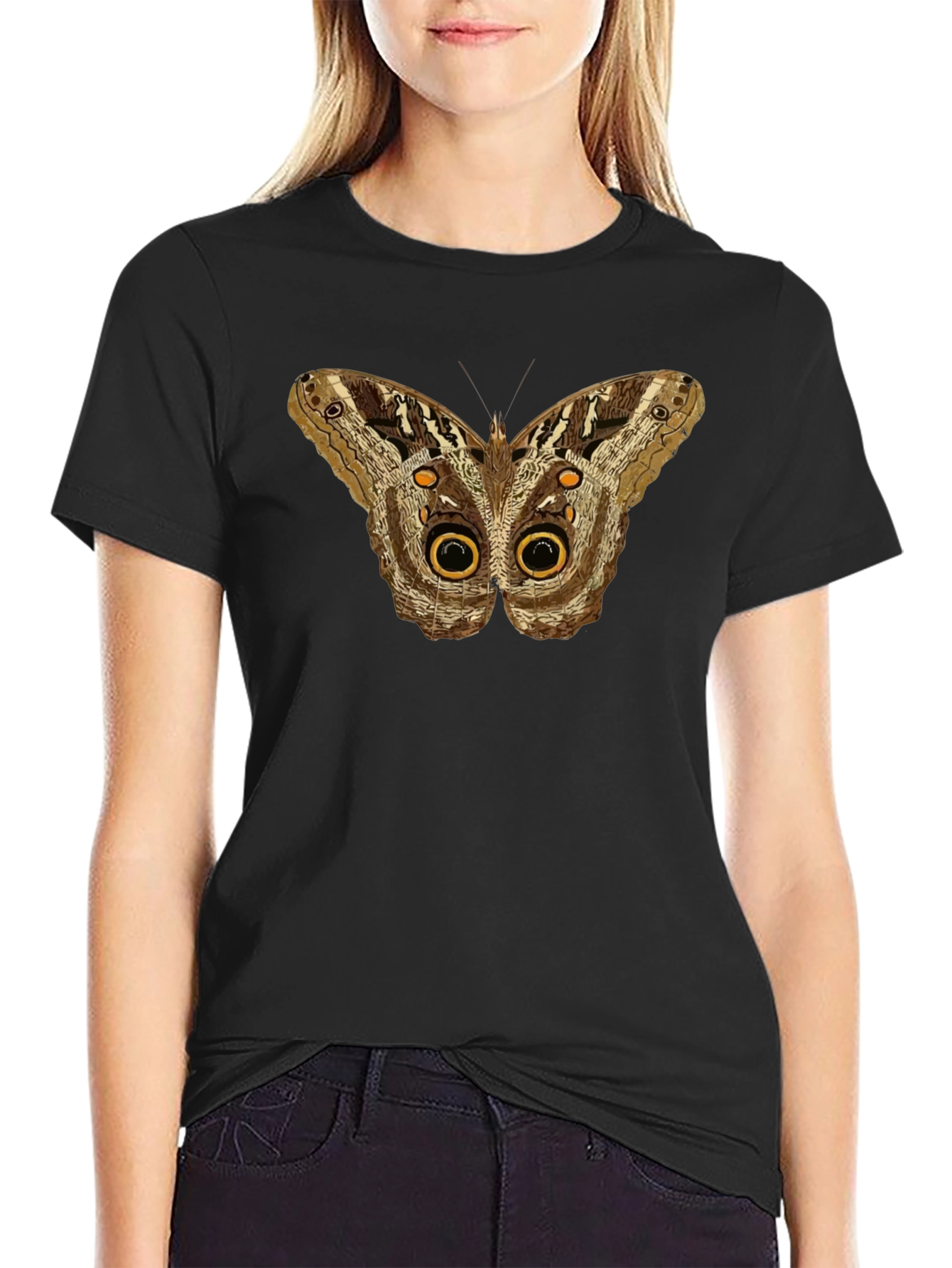 Butterfly Owl Eye Graphic Tee - Mens Black T-Shirt