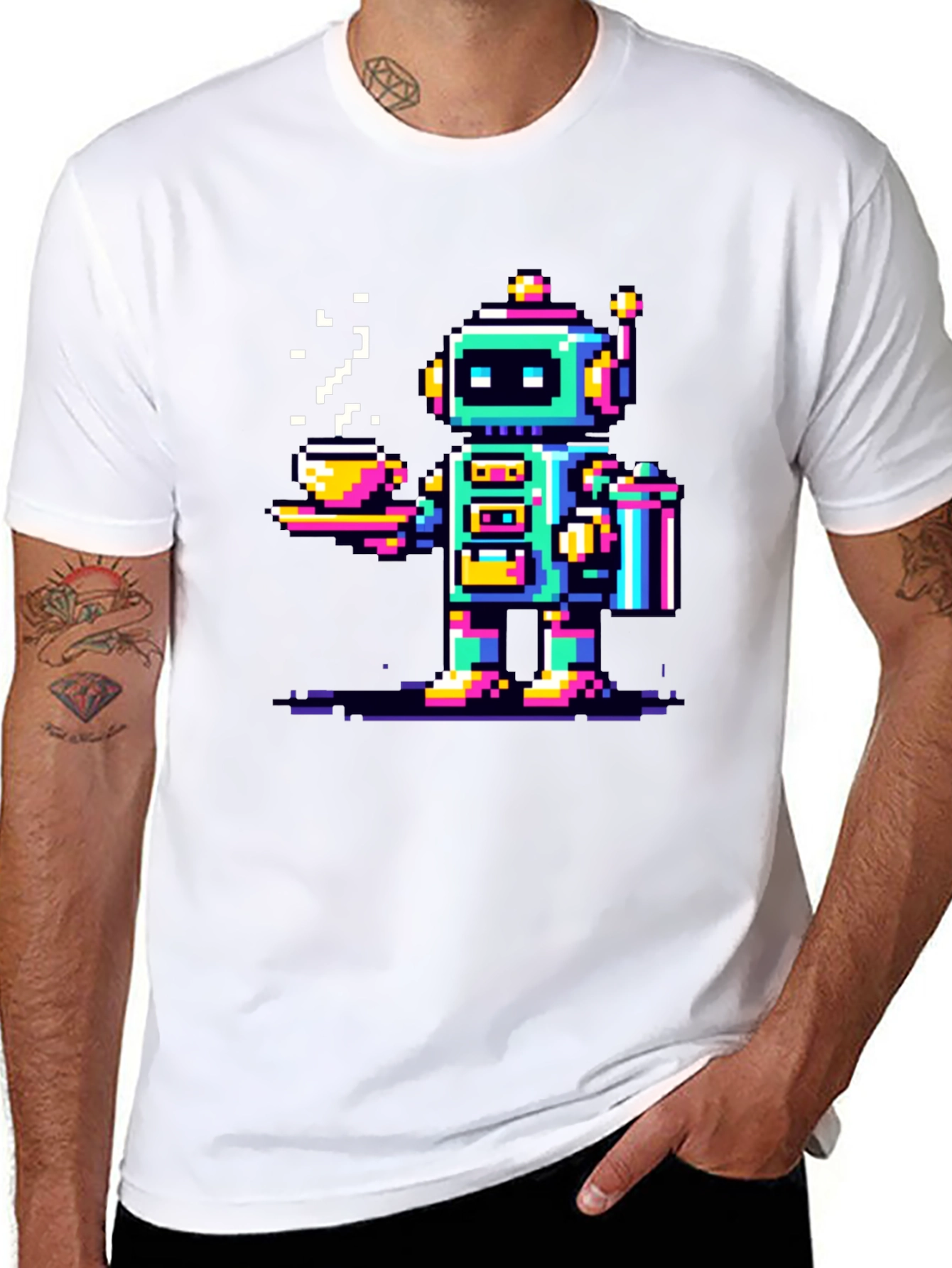 Retro Robot Coffee T-Shirt
