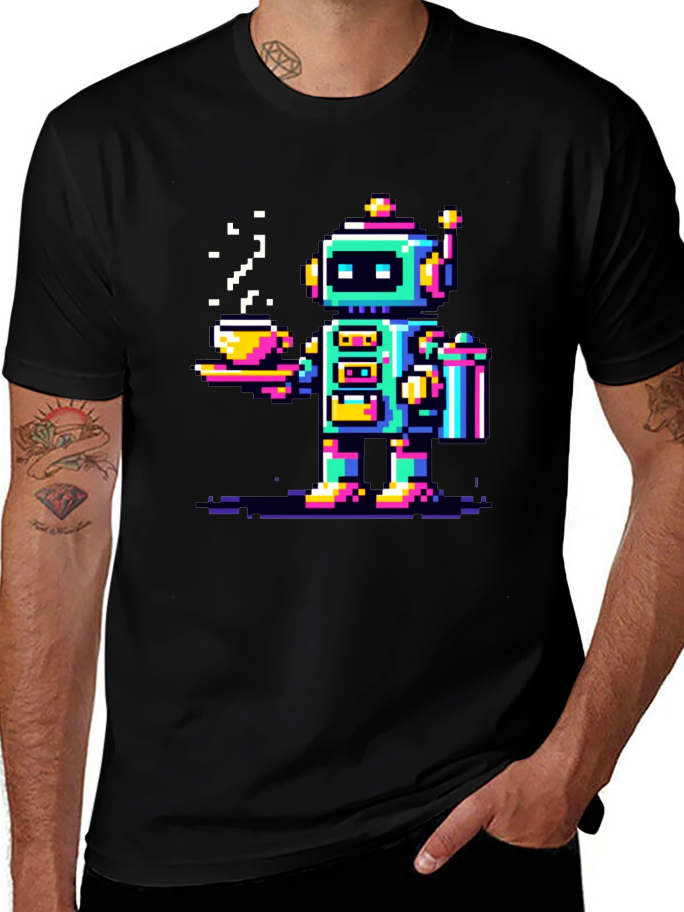 Retro Robot Coffee T-Shirt
