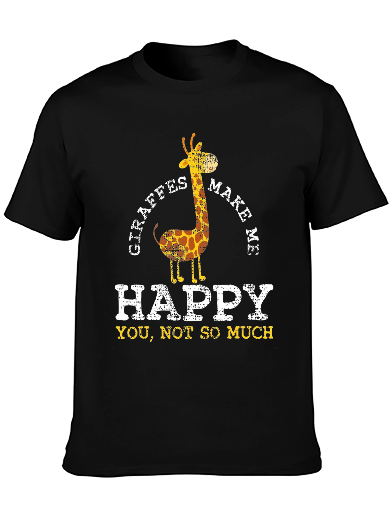 Giraffe Make Me Happy Funny Graphic T-Shirt