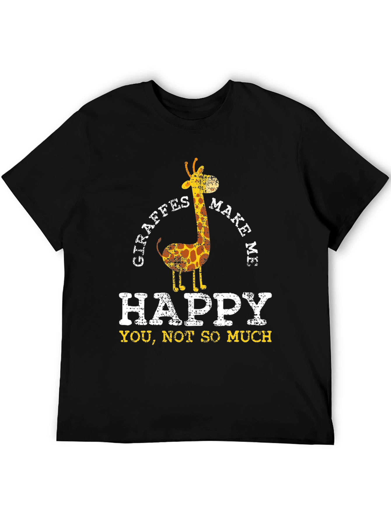 Giraffe Make Me Happy Funny Graphic T-Shirt