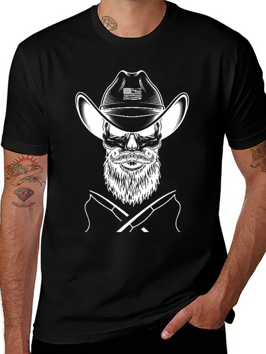 Skull Cowboy Fishing T-Shirt - Graphic Tee