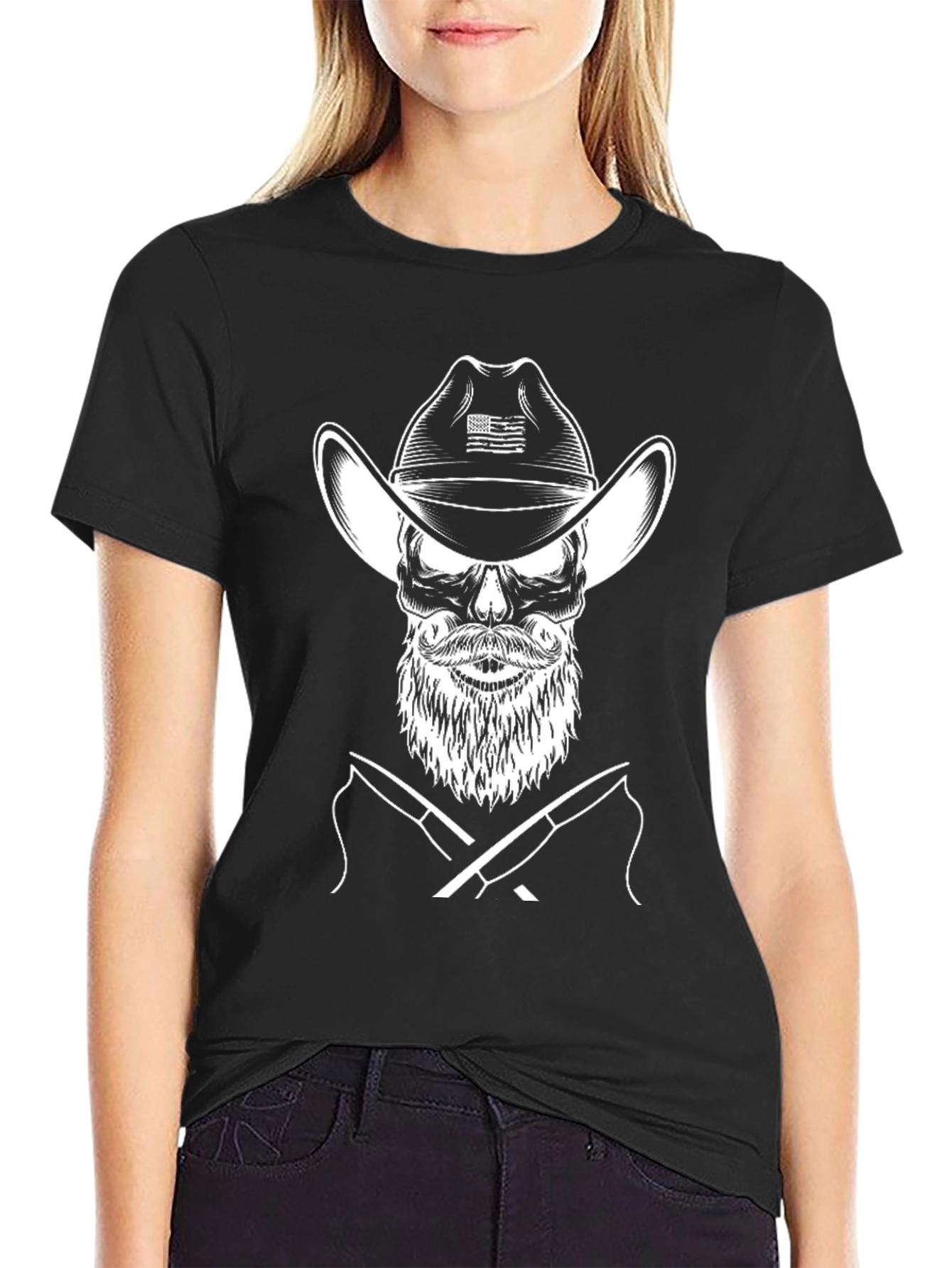 Skull Cowboy Fishing T-Shirt - Graphic Tee