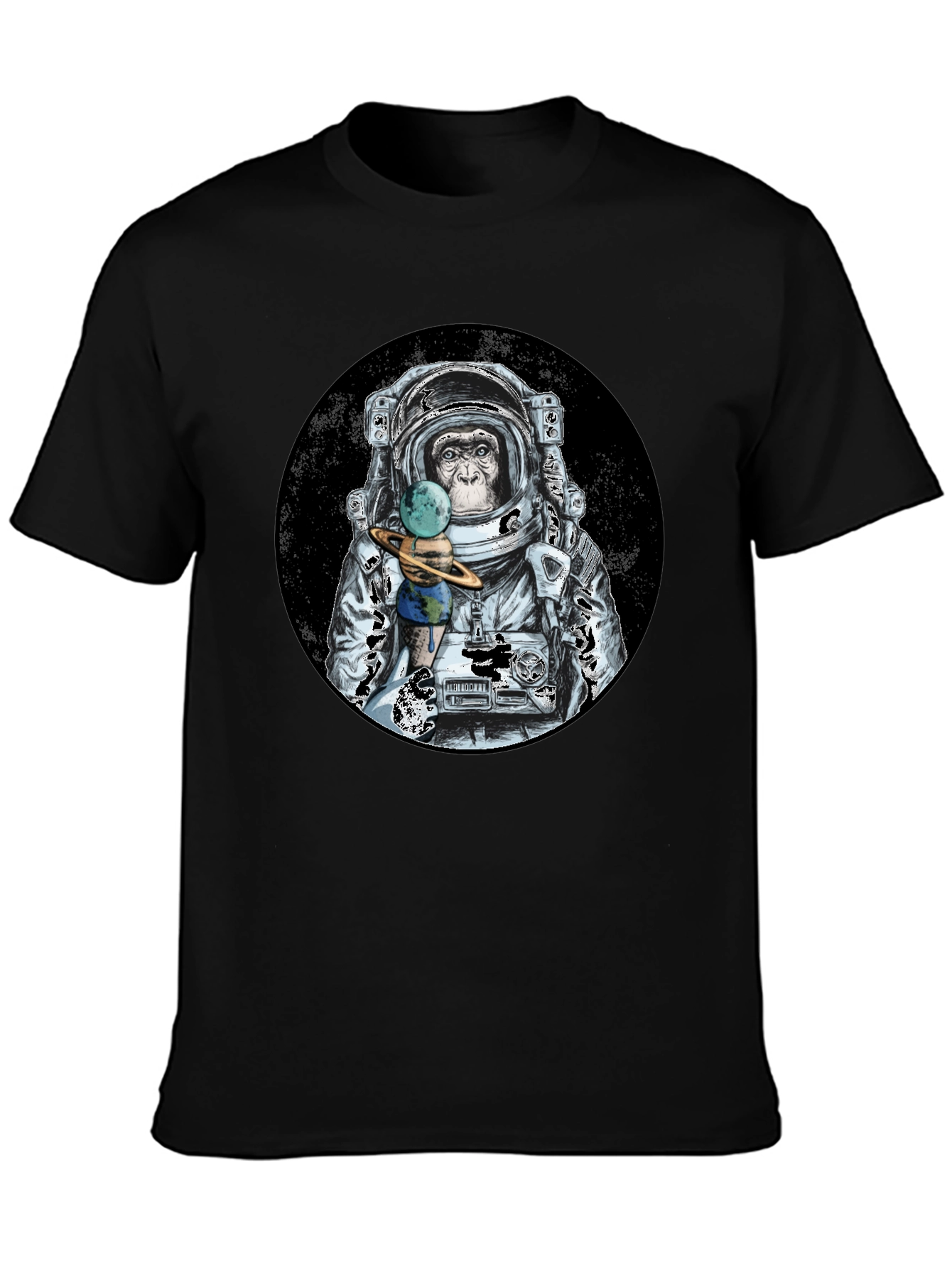 Monkey Astronaut Black T-Shirt