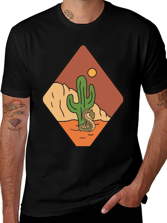 Desert Scene Graphic Tee - Snake & Cactus Design