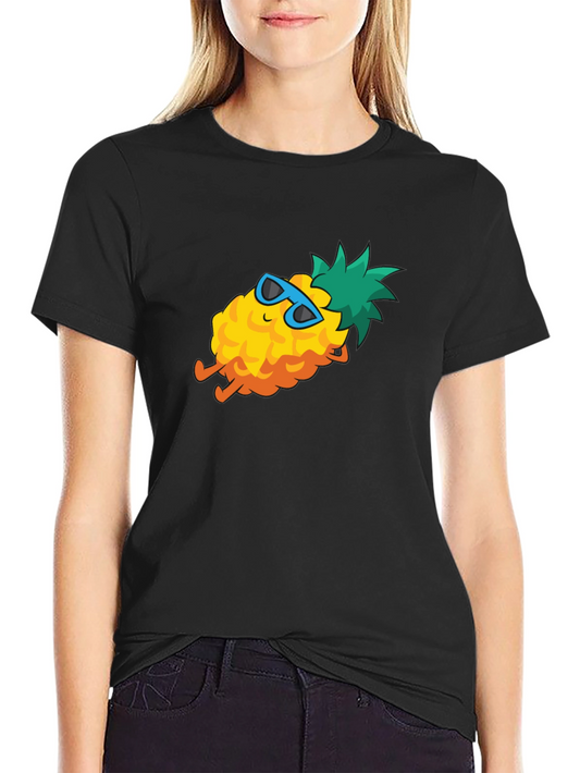Cool Pineapple Graphic Tee - Black Cotton T-Shirt