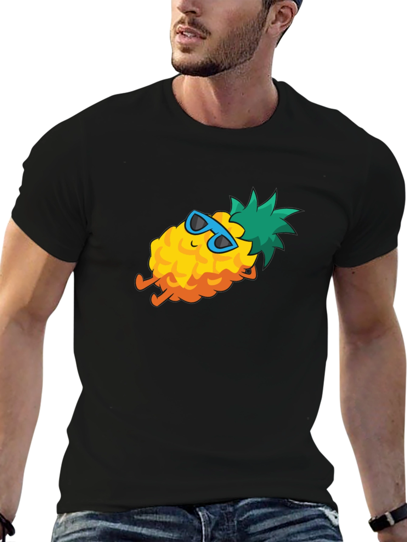 Cool Pineapple Graphic Tee - Black Cotton T-Shirt