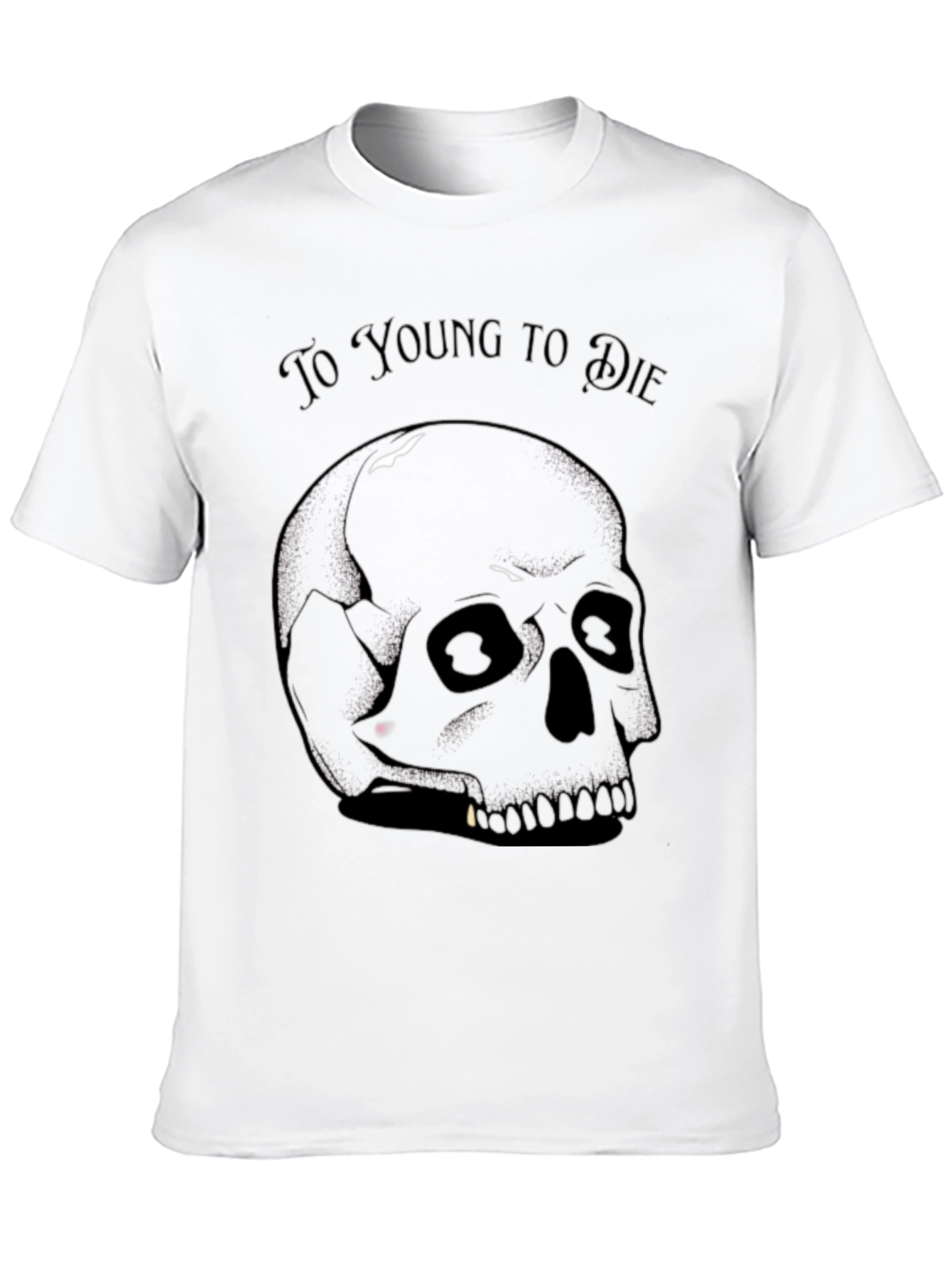 Too Young to Die Black Skull Graphic T-Shirt