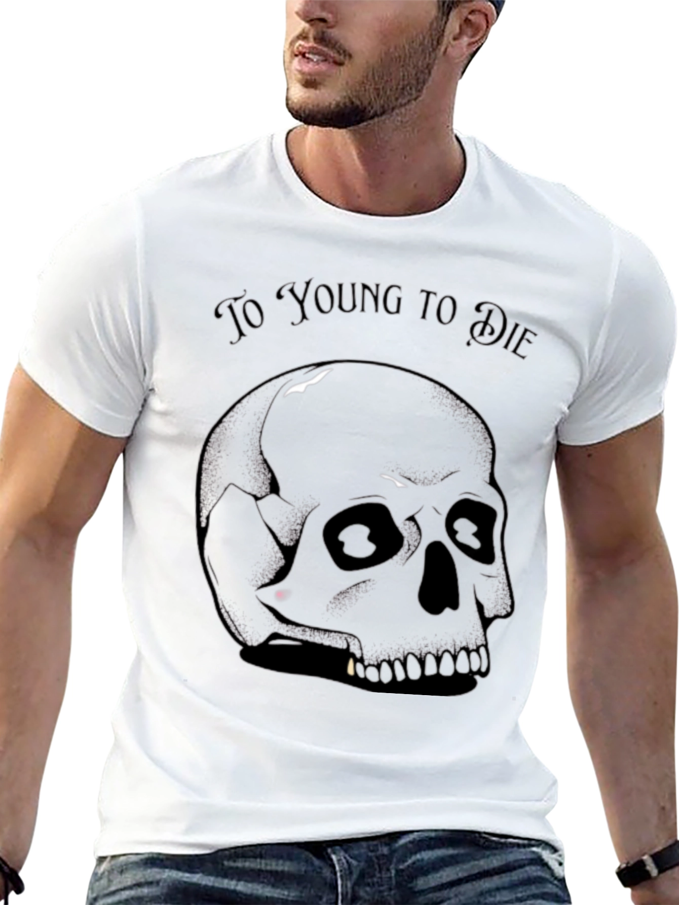 Too Young to Die Black Skull Graphic T-Shirt