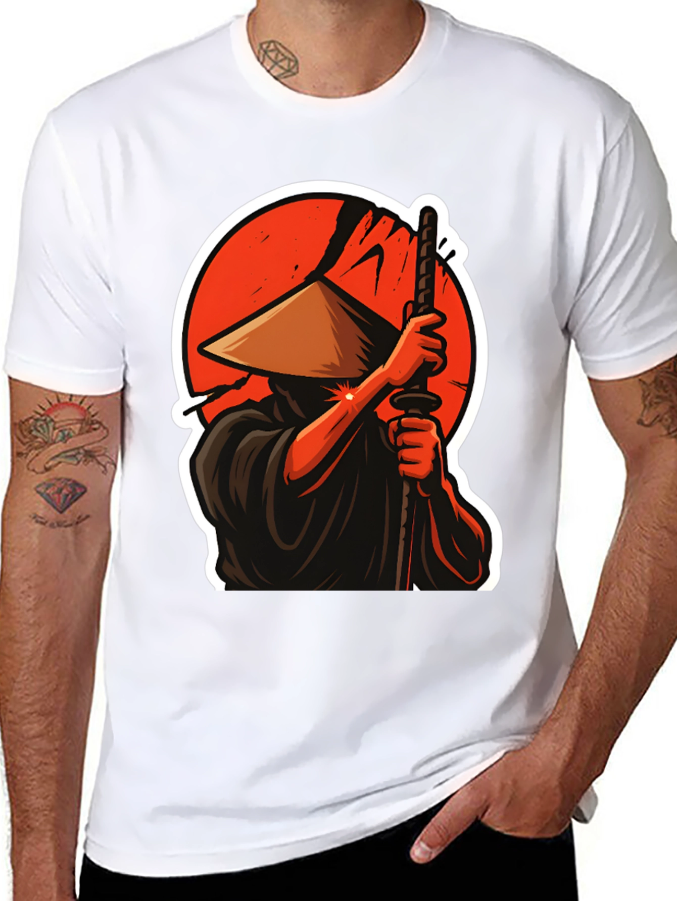 Samurai Warrior Graphic T-Shirt - Black