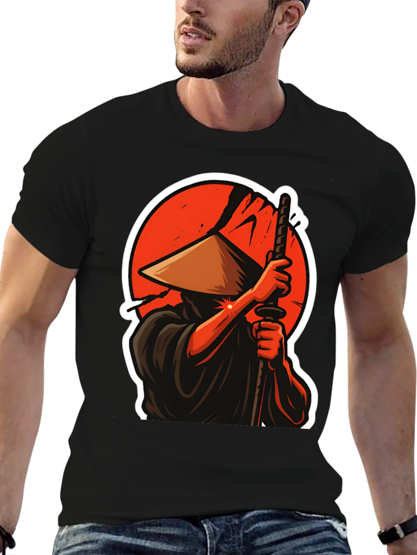 Samurai Warrior Graphic T-Shirt - Black