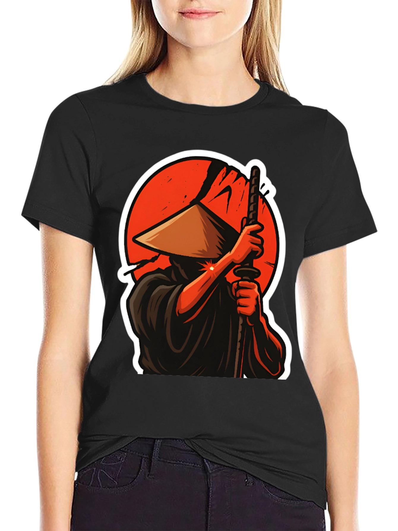 Samurai Warrior Graphic T-Shirt - Black