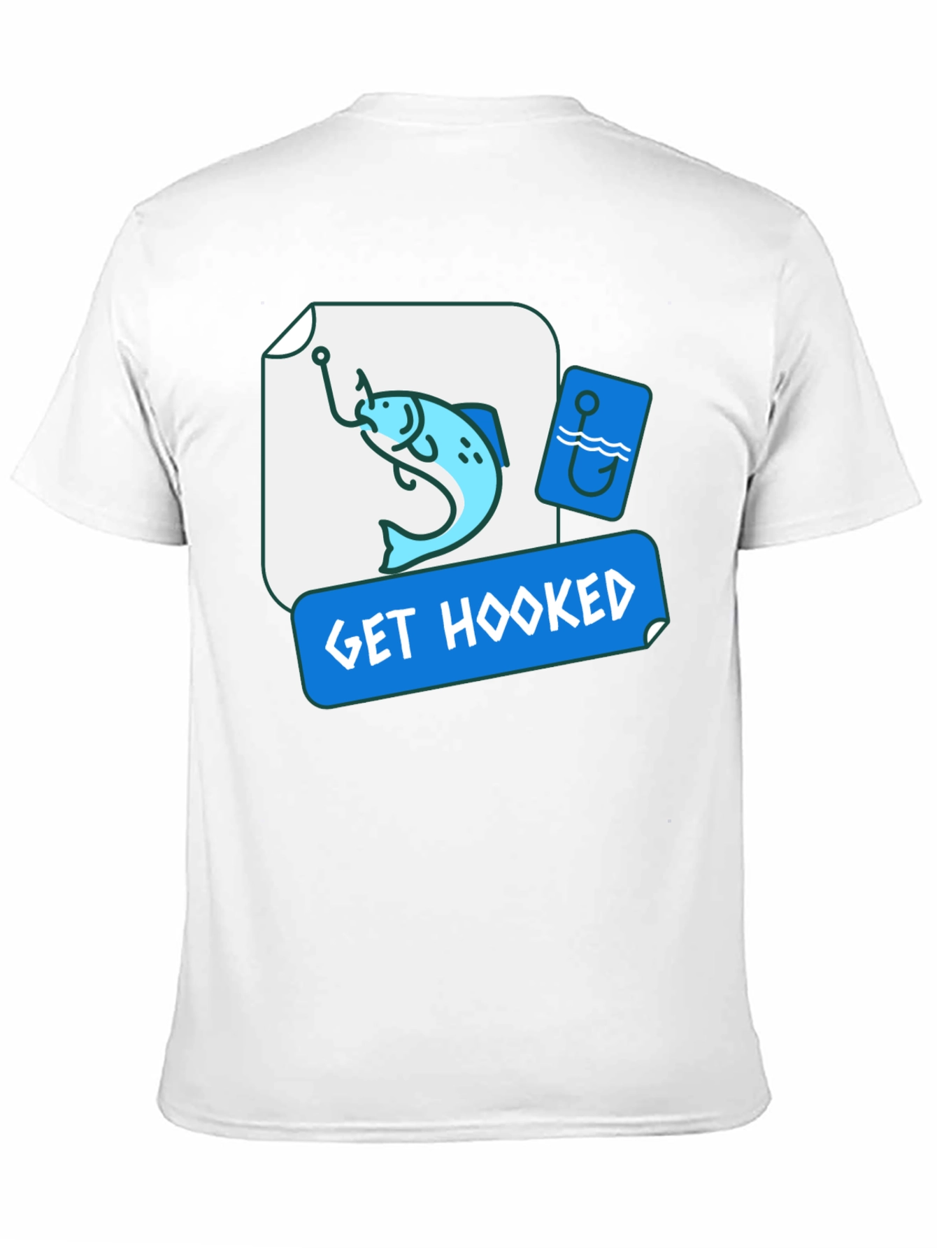 Get Hooked Fishing T-Shirt - Black Graphic Tee