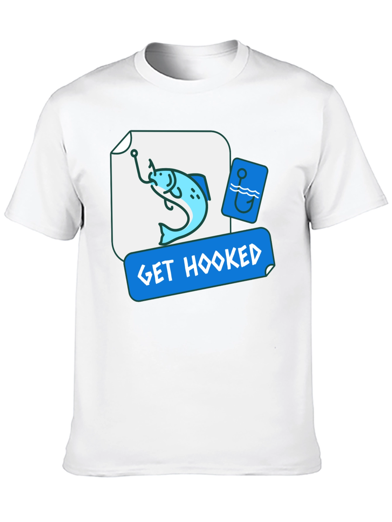 Get Hooked Fishing T-Shirt - Black Graphic Tee