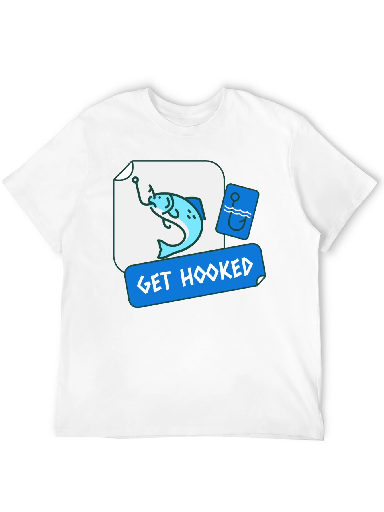 Get Hooked Fishing T-Shirt - Black Graphic Tee
