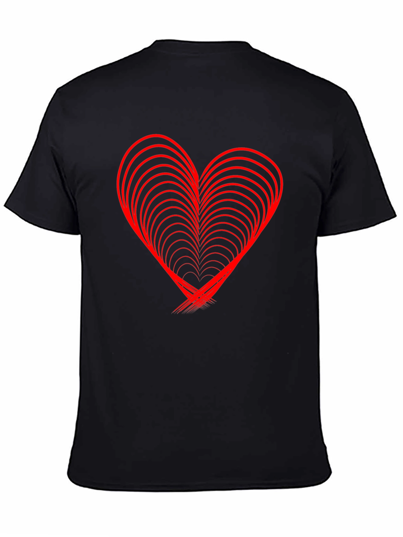 Red Heart Design Black T-Shirt