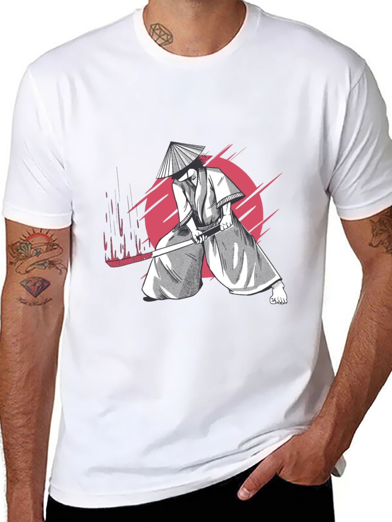 Samurai Graphic Tee - Black Cotton T-Shirt