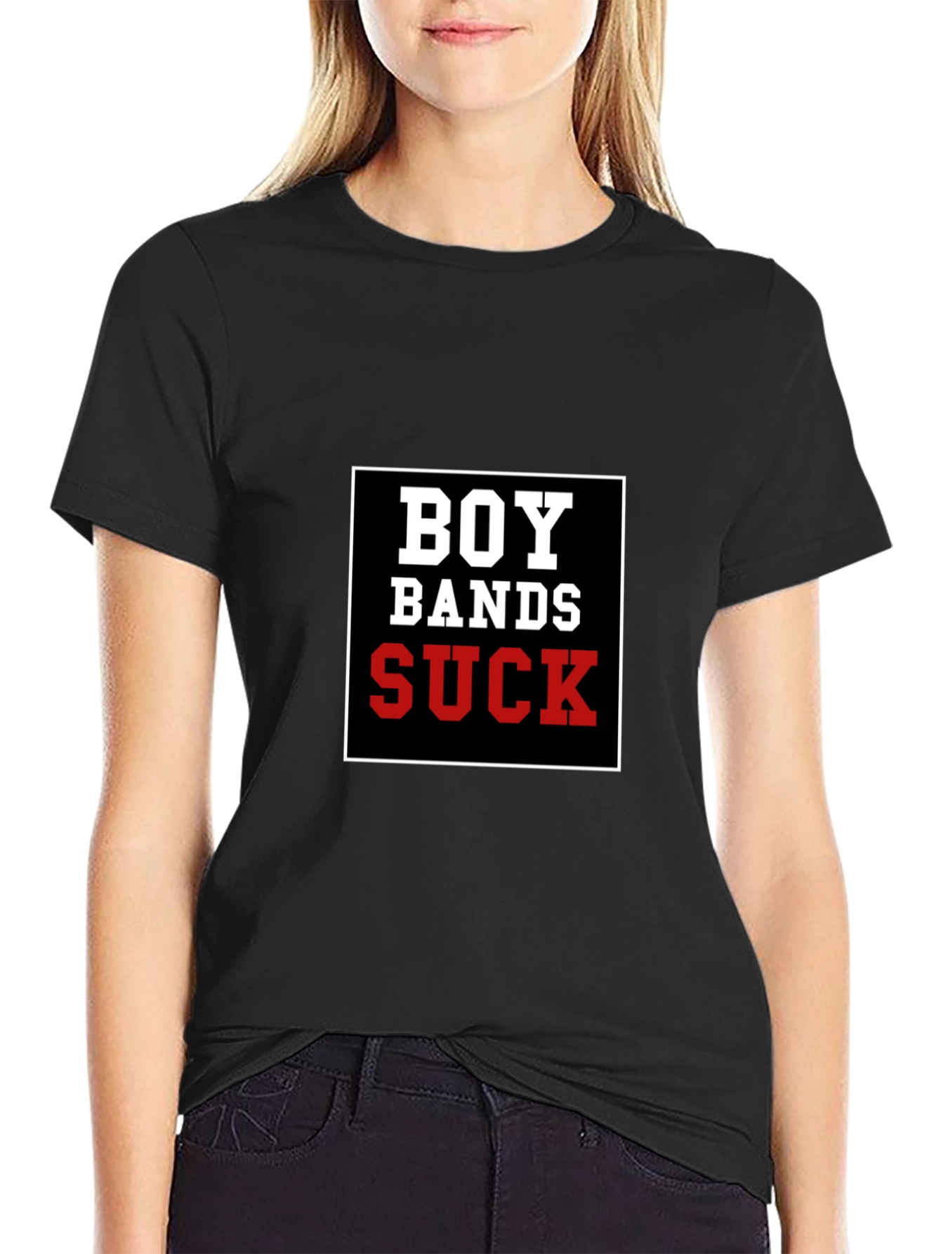 Boy Bands Suck T-Shirt - Black Crew Neck Tee