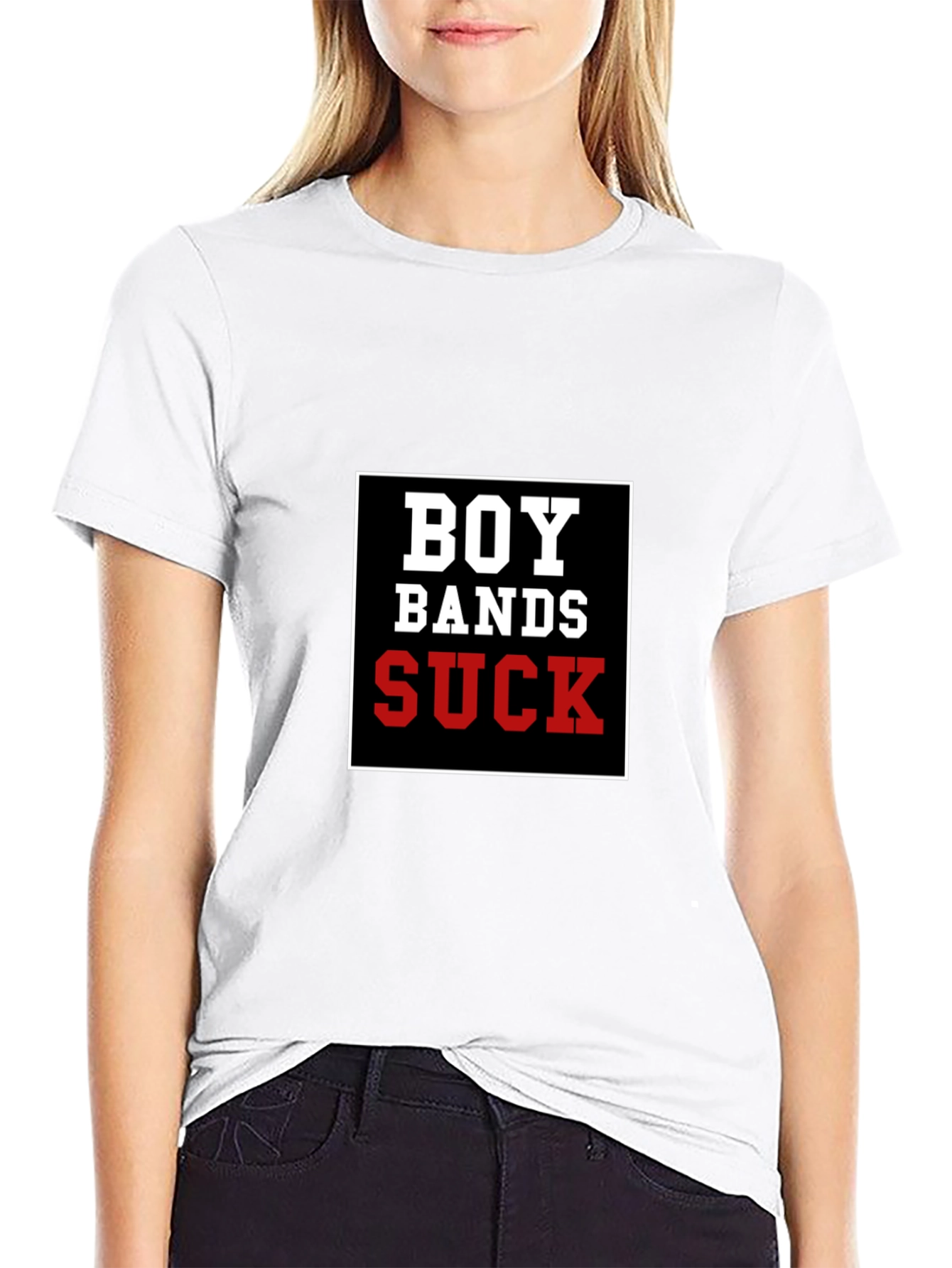 Boy Bands Suck T-Shirt - Black Crew Neck Tee