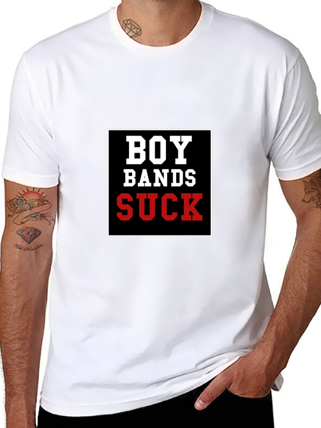 Boy Bands Suck T-Shirt - Black Crew Neck Tee