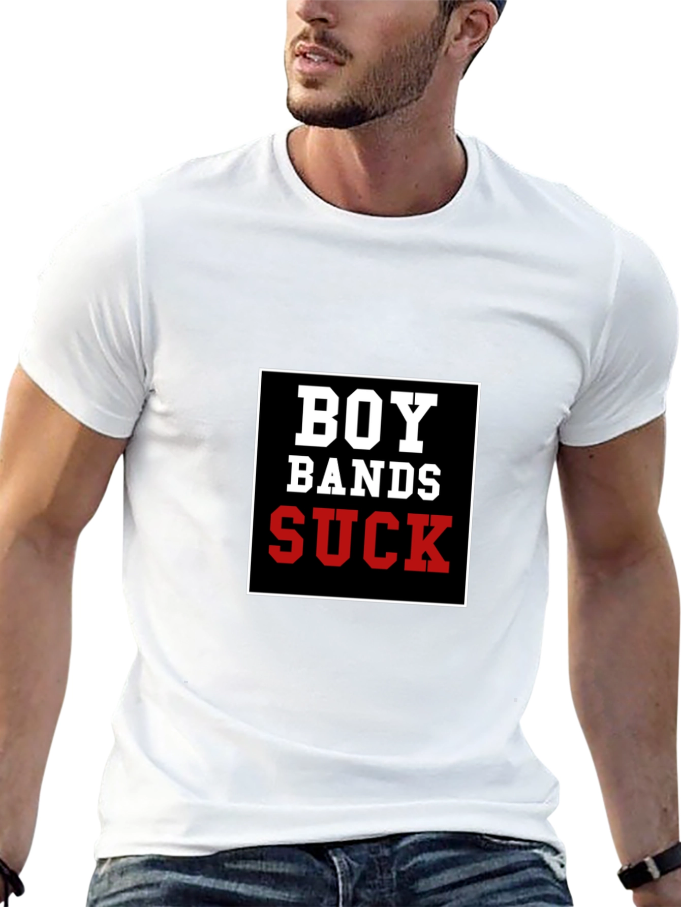 Boy Bands Suck T-Shirt - Black Crew Neck Tee