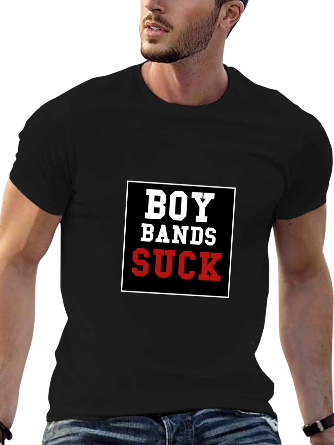 Boy Bands Suck T-Shirt - Black Crew Neck Tee