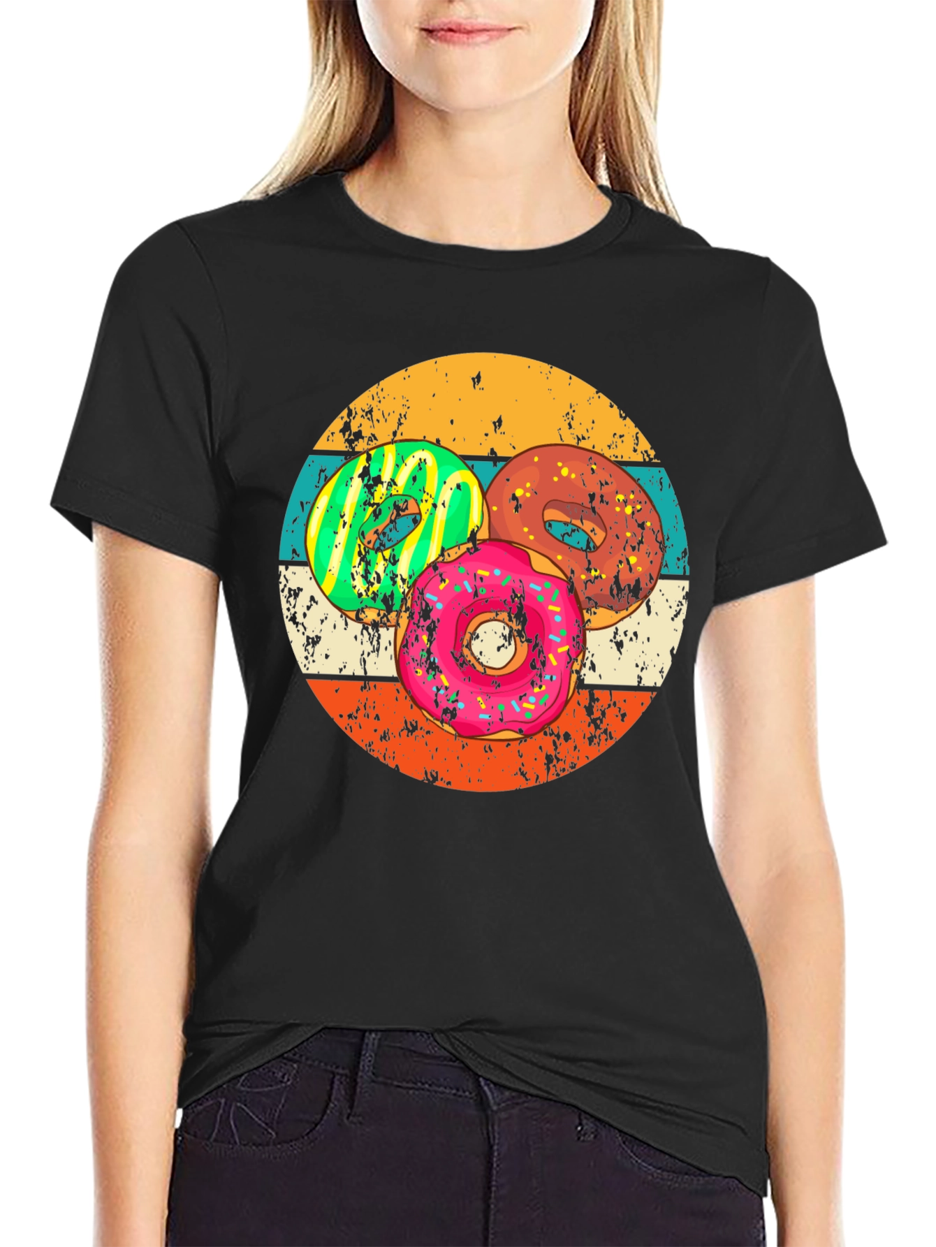 Retro Donut Graphic Tee - Fun Foodie Apparel