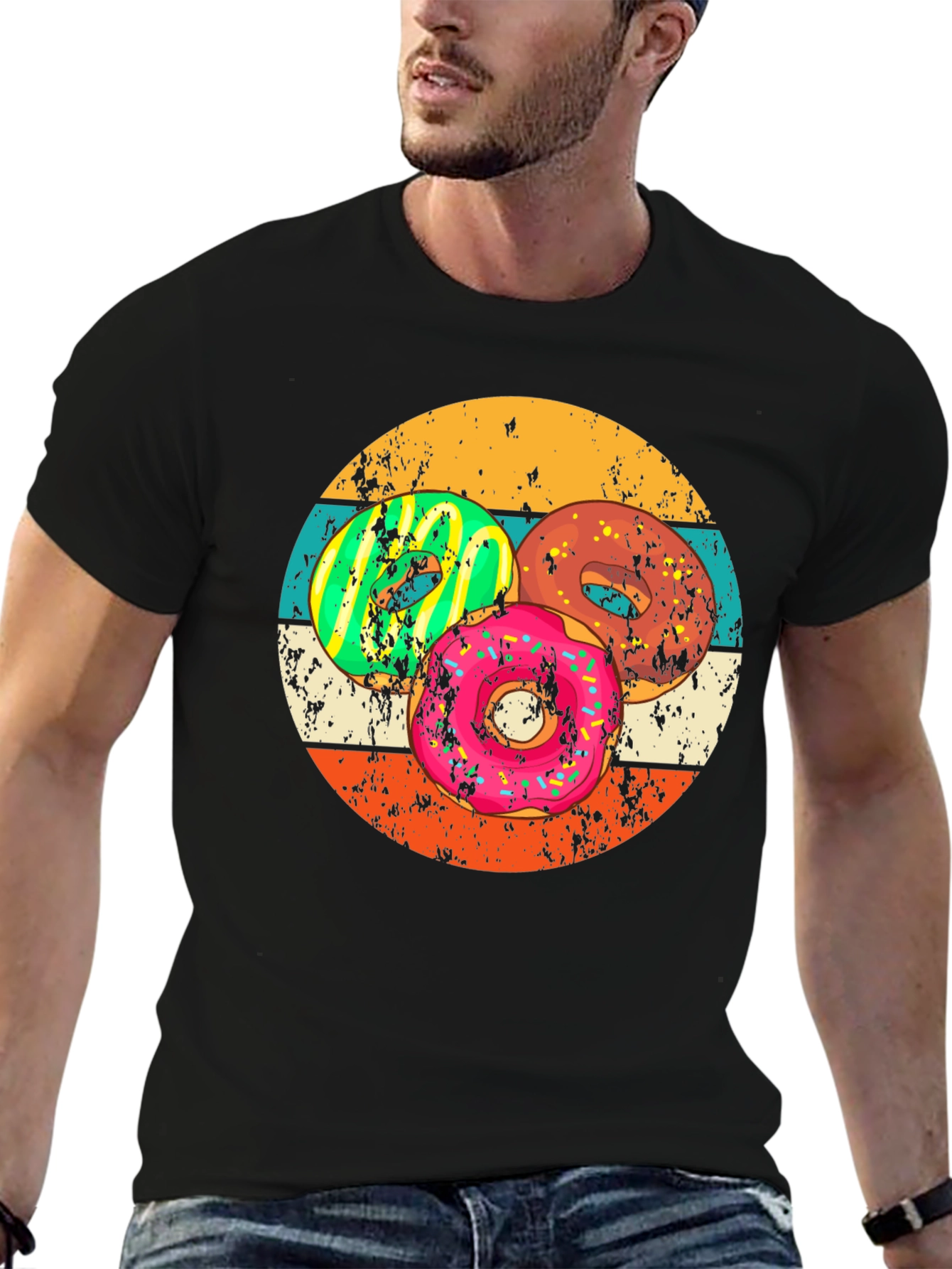 Retro Donut Graphic Tee - Fun Foodie Apparel