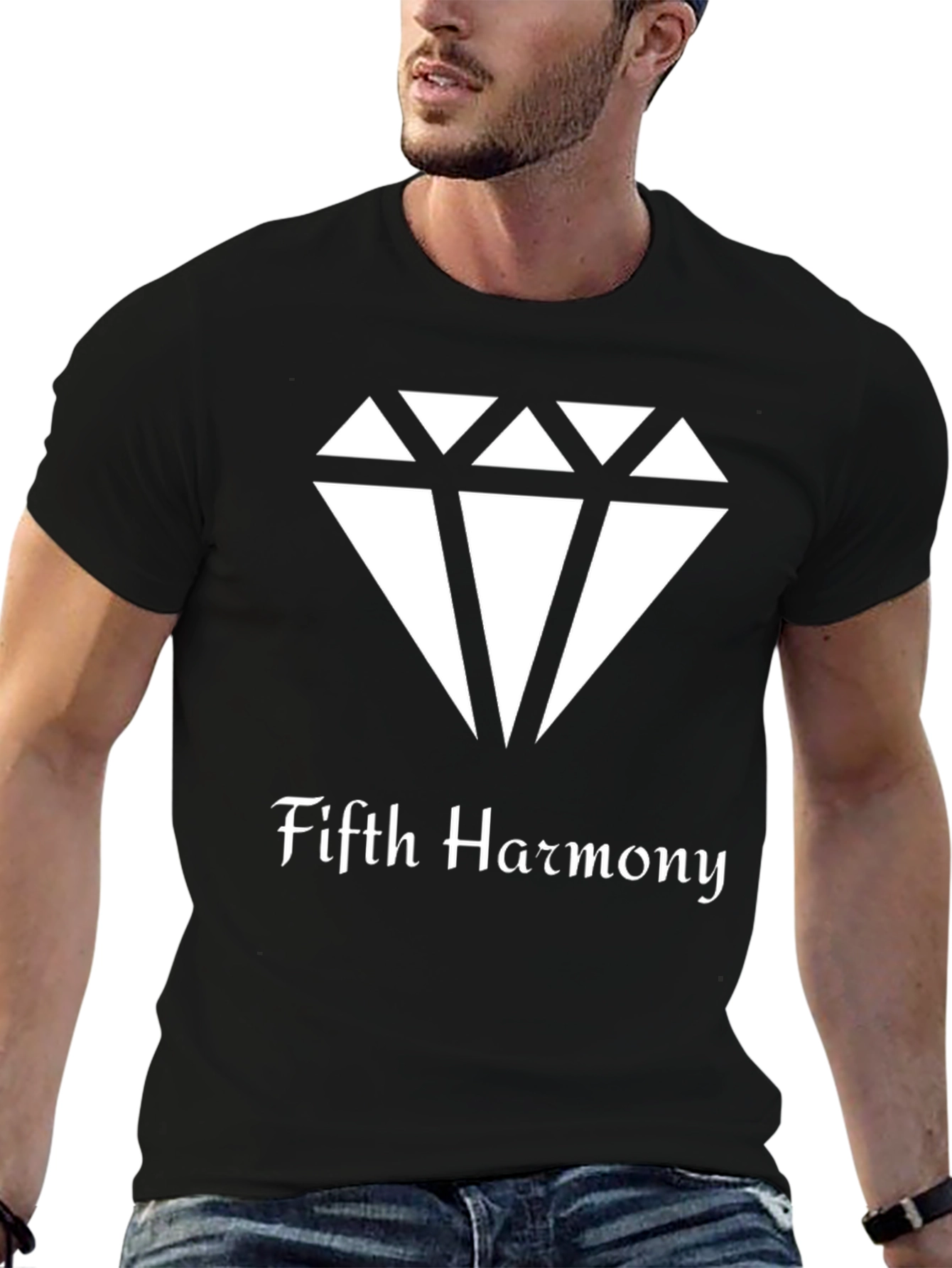 Fifth Harmony Diamond Graphic Tee - Black Cotton Blend