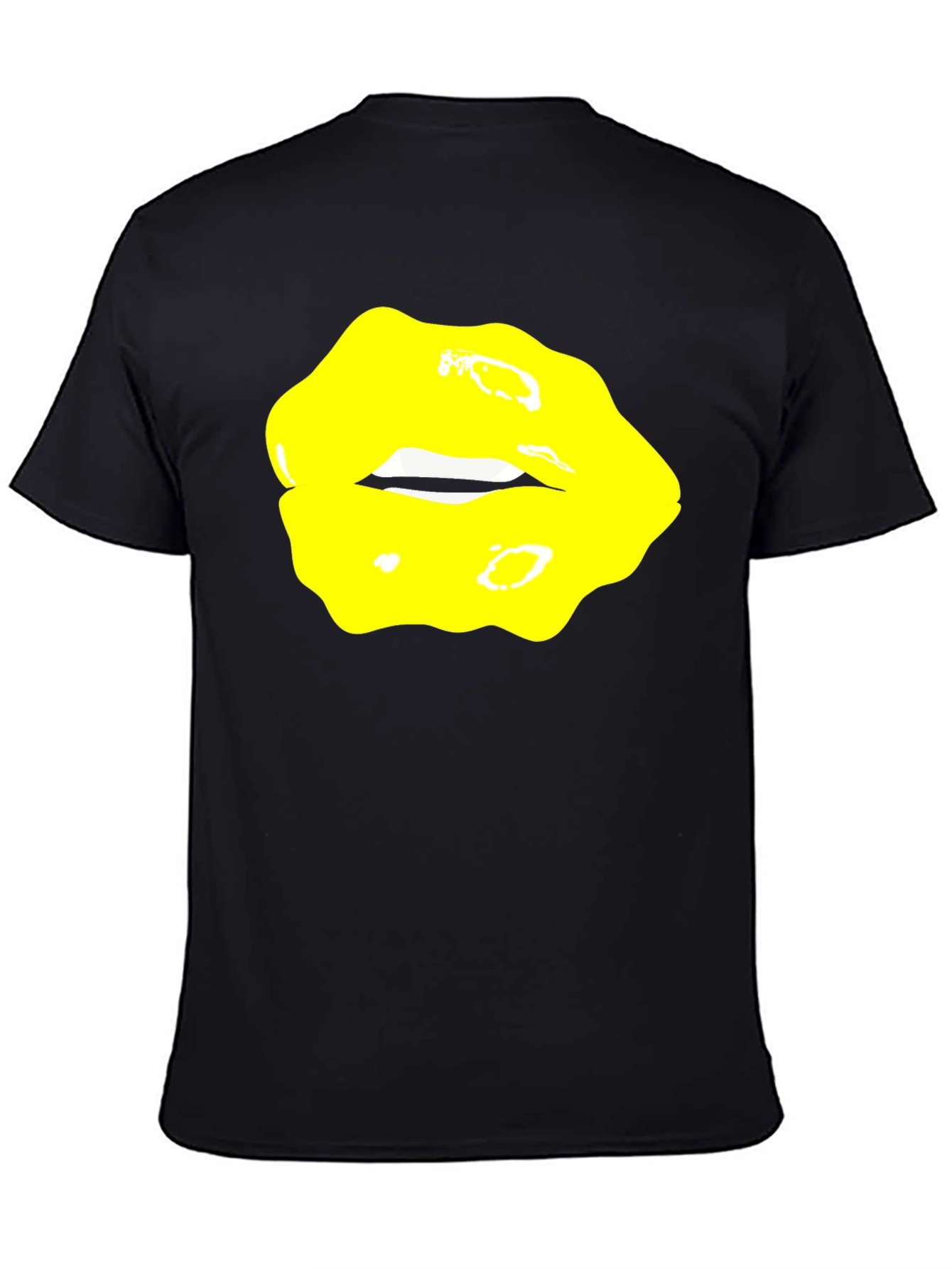 Yellow Lips Graphic Black Tee