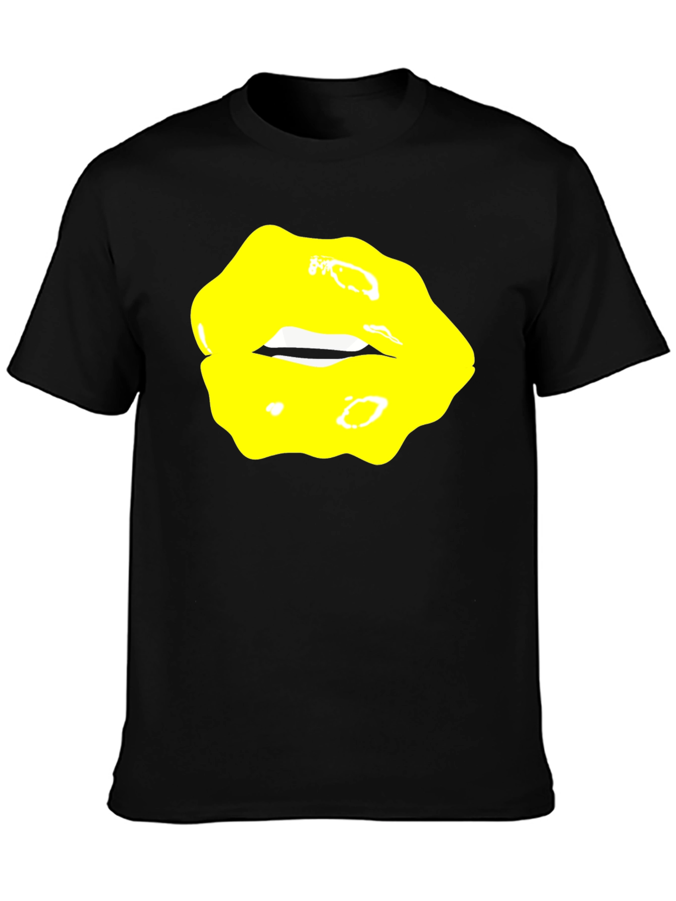 Yellow Lips Graphic Black Tee