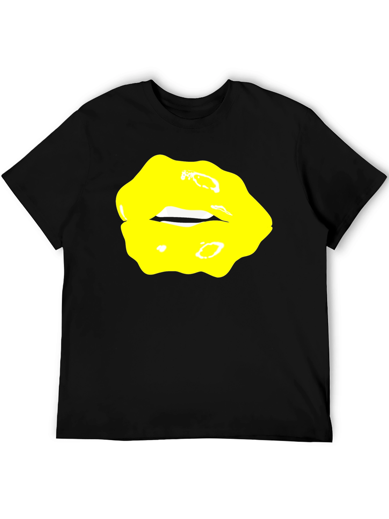Yellow Lips Graphic Black Tee
