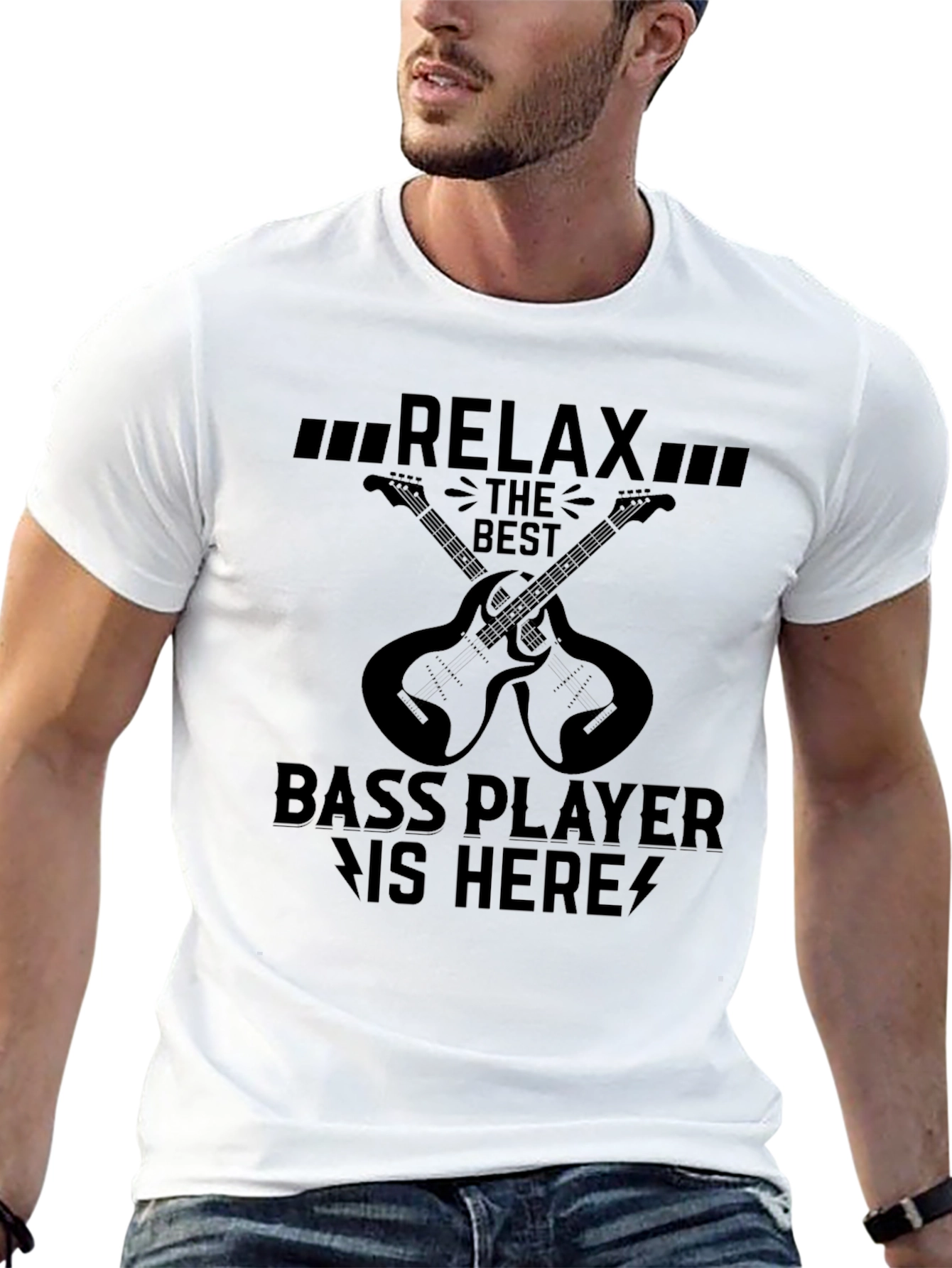 Relax Bass Player T-Shirt - Black Graphic Tee