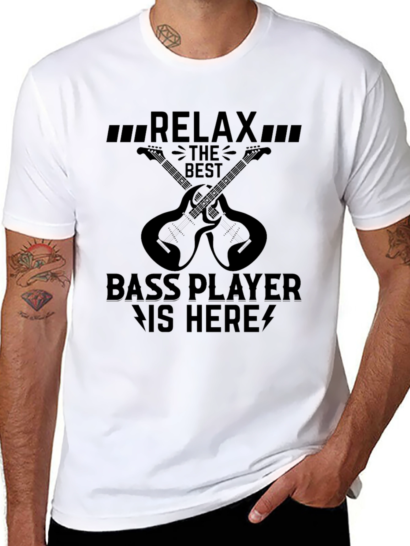 Relax Bass Player T-Shirt - Black Graphic Tee