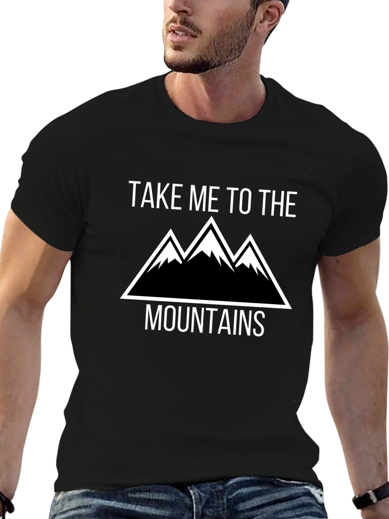 Take Me To The Mountains Black Graphic T-Shirt