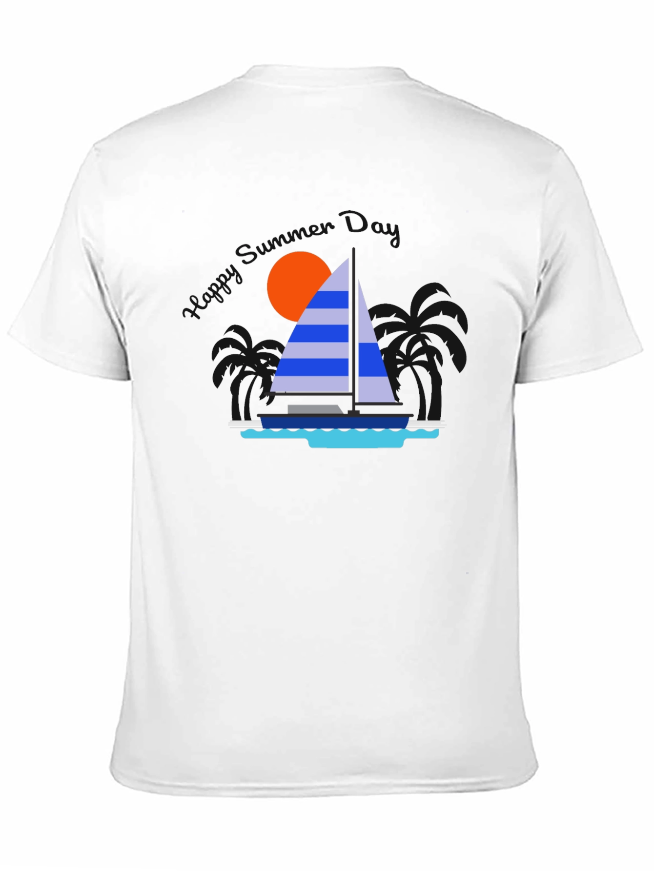 Sailboat Graphic T-Shirt - Tropical Ocean Sunset Design